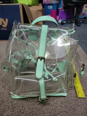 Clear Backpack TRANSPARENT For Girls PVC Bag Satchel GREEN